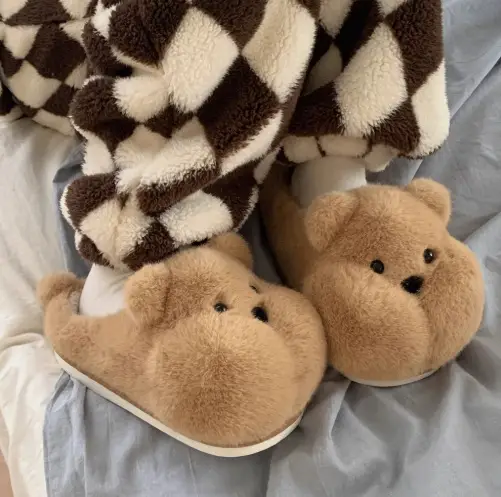 Zoo Series Large Size Women's Cotton Shoes Couple's Warm Plush Cute Comfortable Home Shoes Men's Winter Closed-Back Cotton Shoes