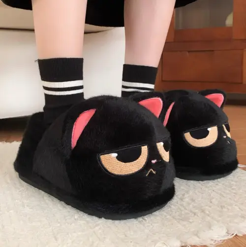 Zoo Series Large Size Women's Cotton Shoes Couple's Warm Plush Cute Comfortable Home Shoes Men's Winter Closed-Back Cotton Shoes