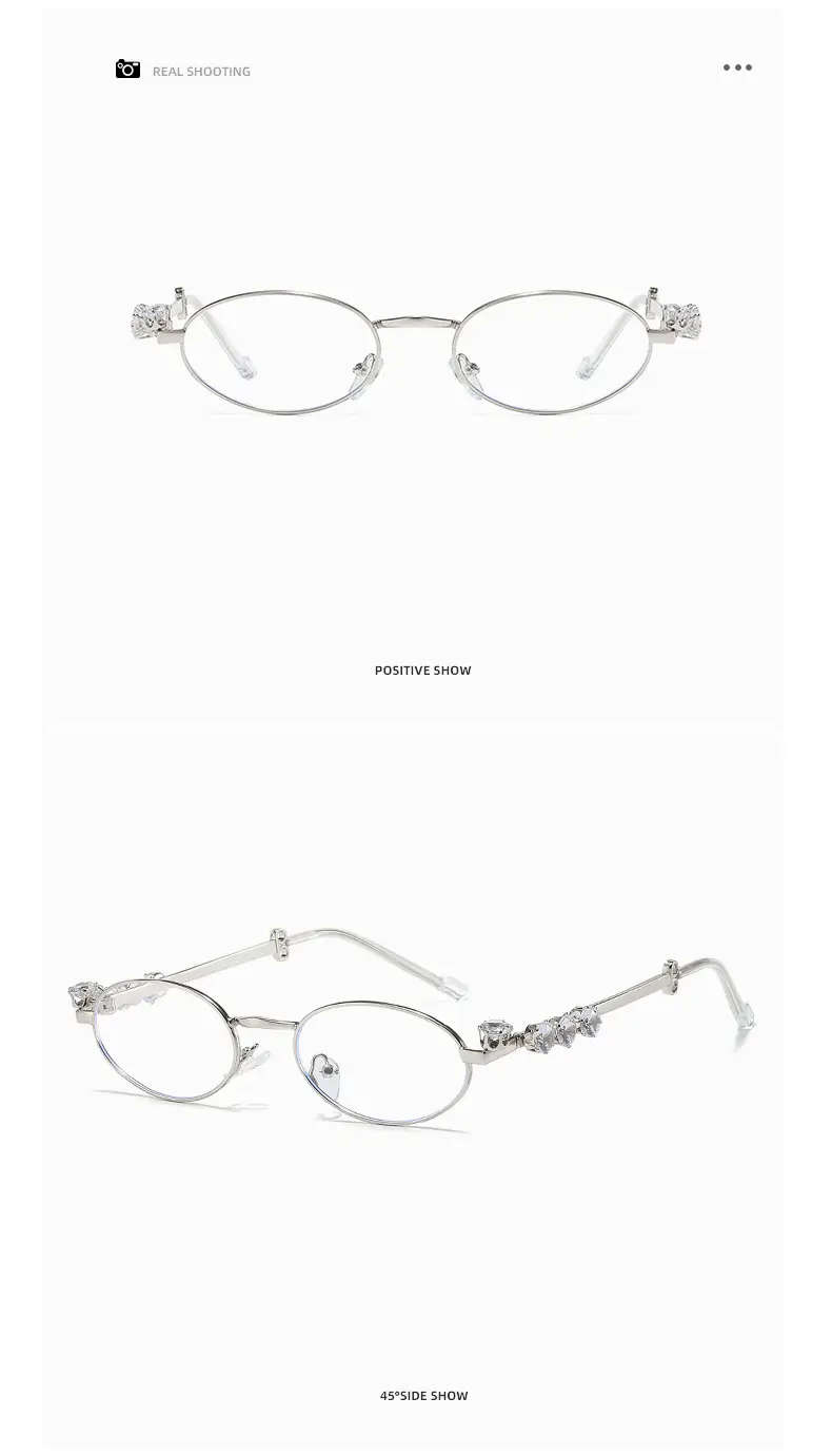 Oval Sunglasses with Diamond Frames Gold Metal — feature 13