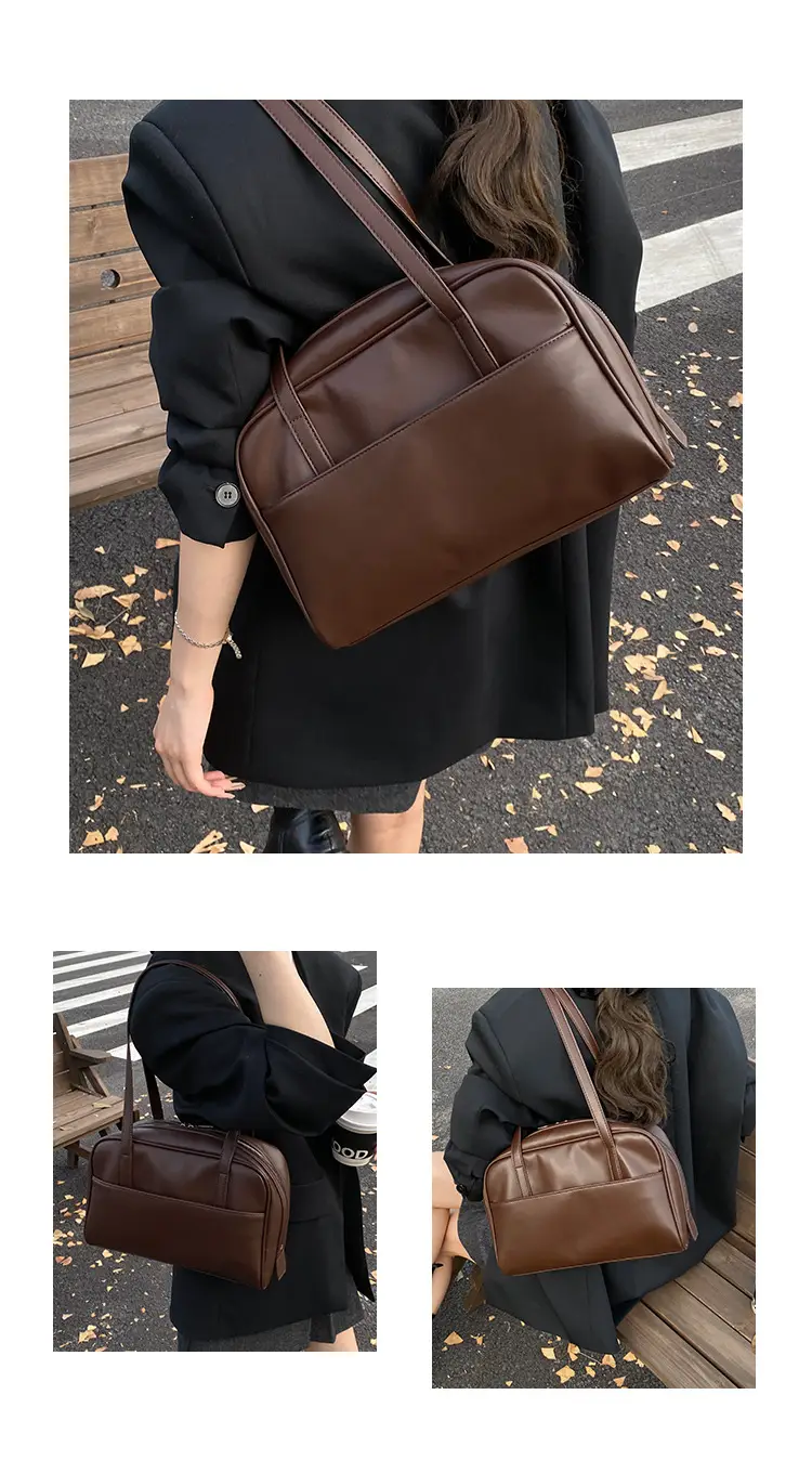 Retro Brown Shoulder Bag Large Capacity Women's Niche Texture — feature 13