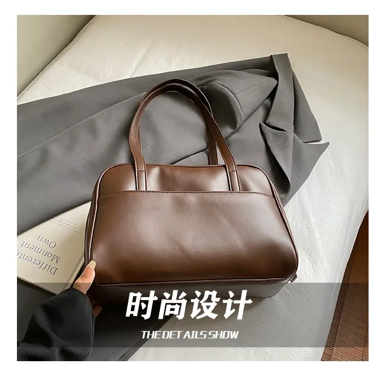 Retro Brown Shoulder Bag Large Capacity Women's Niche Texture — feature 9