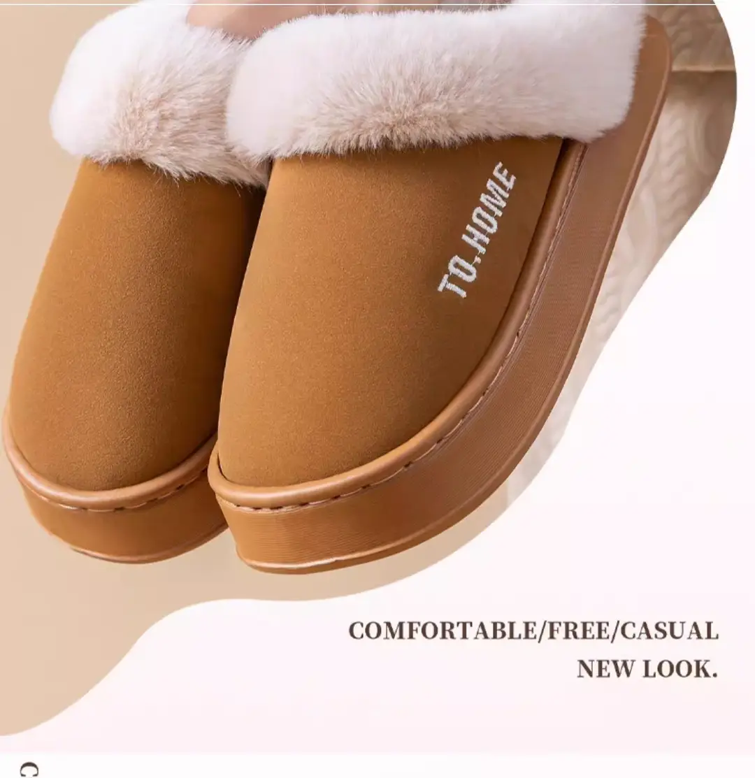Birkenstock Slippers for Women Autumn and Winter 2025 New Home Indoor Non-Slip Thick-Soled Warm Toe-Toe Raw Edge Cotton Slippers for Men — feature 14