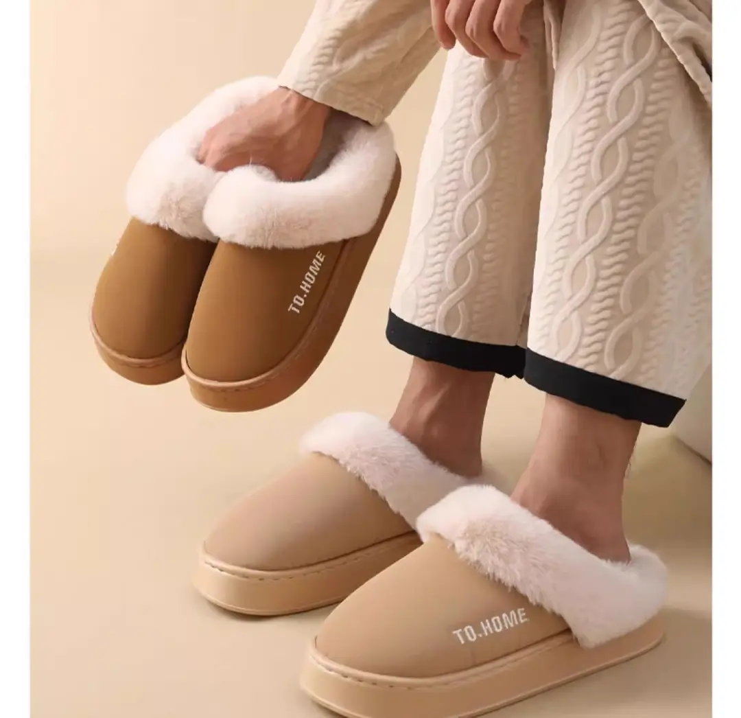 Birkenstock Slippers for Women Autumn and Winter 2025 New Home Indoor Non-Slip Thick-Soled Warm Toe-Toe Raw Edge Cotton Slippers for Men — feature 3