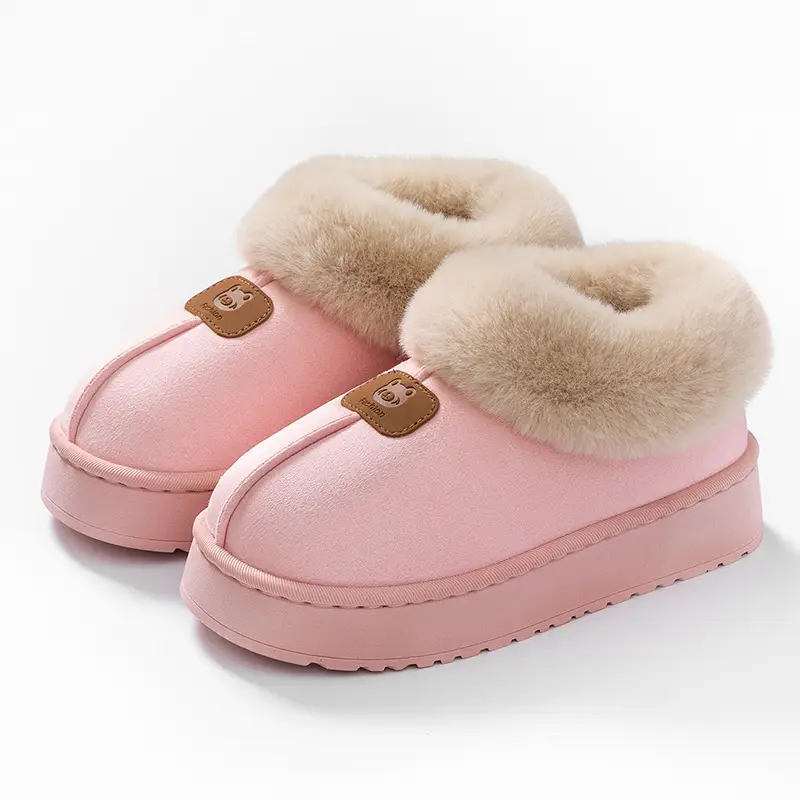 All-Inclusive Cotton Slippers for Women's Winter Outer Wear Fleece-Lined Thickeneded Non-Slip Warm Snow Boots for Couples Home Furry Cotton Shoes - Image 10