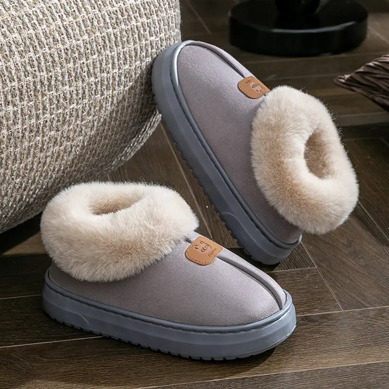 All-Inclusive Cotton Slippers for Women's Winter Outer Wear Fleece-Lined Thickeneded Non-Slip Warm Snow Boots for Couples Home Furry Cotton Shoes - Image 5