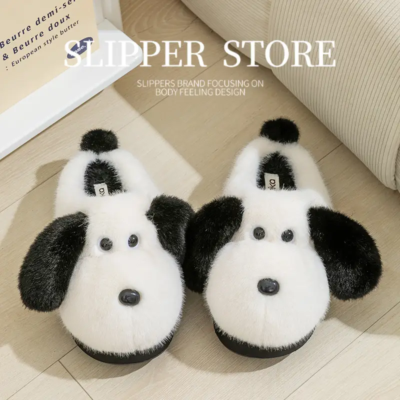 2025 Cartoon Dog Furry Slippers Women Warm Closed-Toe - Image 4