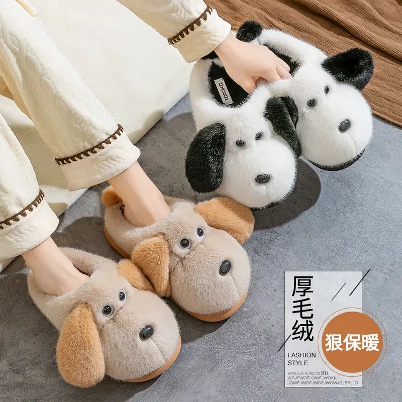 2025 Cartoon Dog Furry Slippers Women Warm Closed-Toe - Image 6