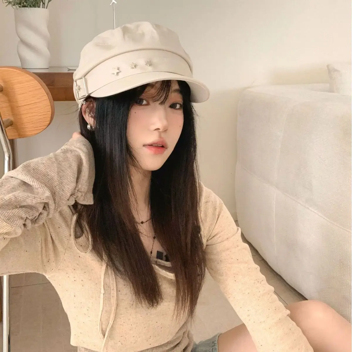 Women's Star Navy Beret Face Hat 2025 Y2K - Image 3