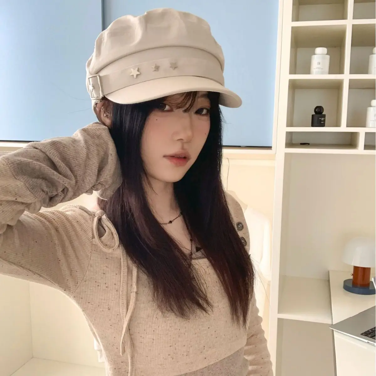 Women's Star Navy Beret Face Hat 2025 Y2K - Image 4