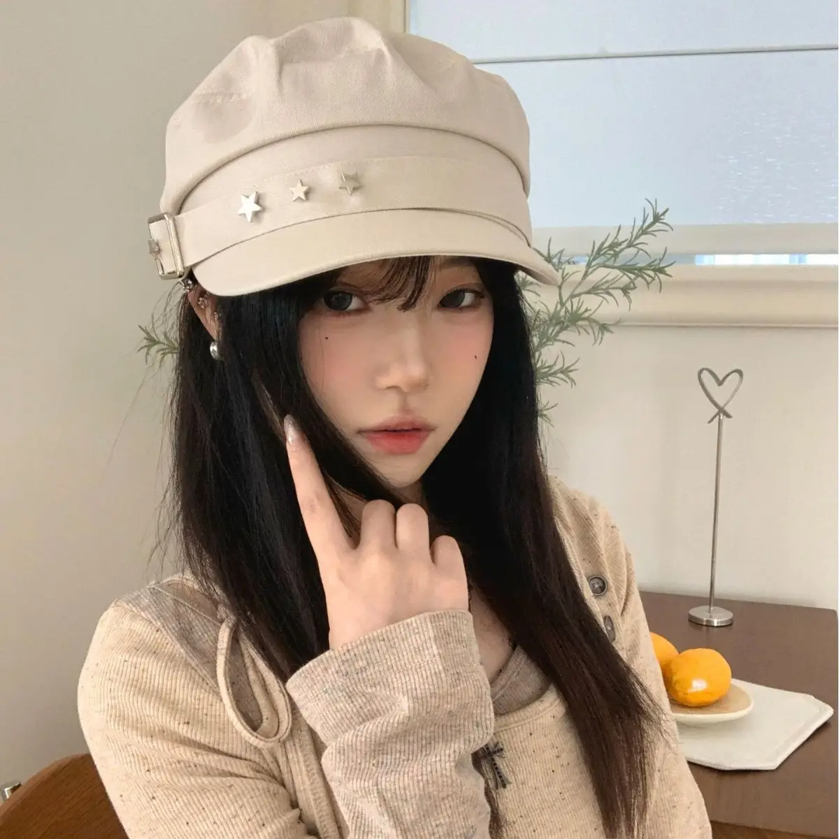 Women's Star Navy Beret Face Hat 2025 Y2K - Image 5