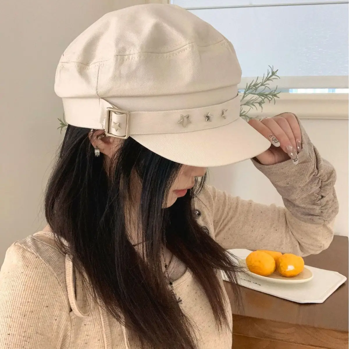 Women's Star Navy Beret Face Hat 2025 Y2K - Image 6