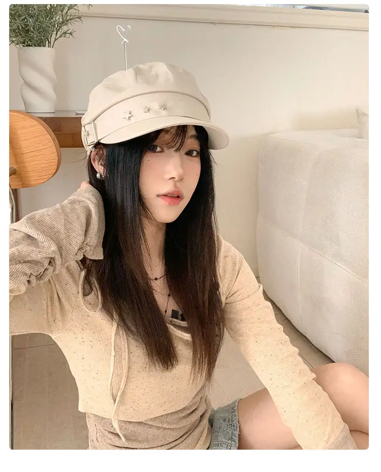 Women's Star Navy Beret Face Hat 2025 Y2K — feature 10