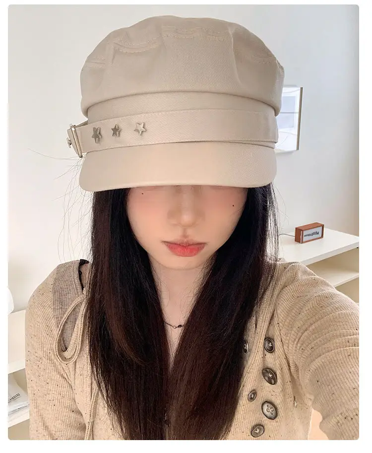 Women's Star Navy Beret Face Hat 2025 Y2K — feature 11