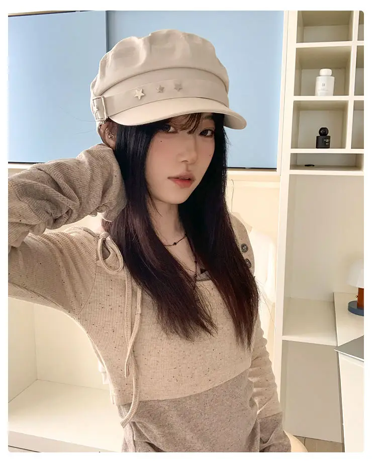 Women's Star Navy Beret Face Hat 2025 Y2K — feature 12