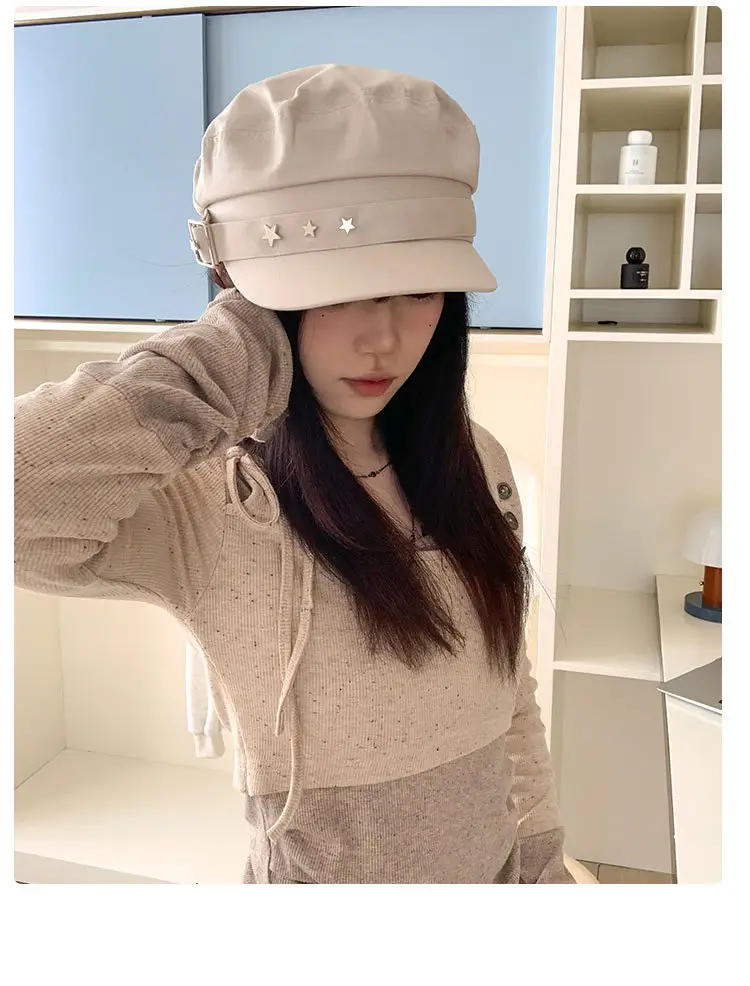 Women's Star Navy Beret Face Hat 2025 Y2K — feature 13