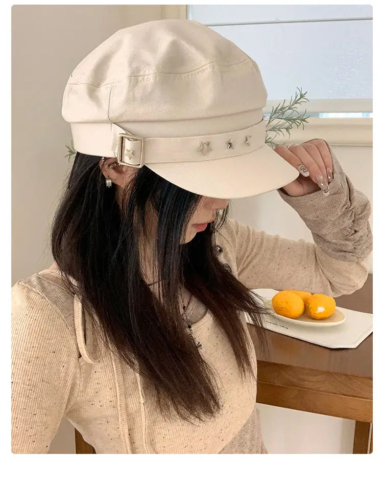 Women's Star Navy Beret Face Hat 2025 Y2K — feature 8