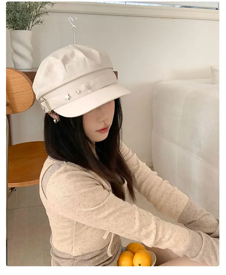 Women's Star Navy Beret Face Hat 2025 Y2K — feature 9