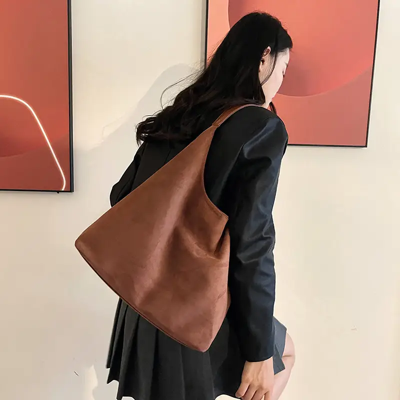 Brown Suede Large Tote Bag Matching Set