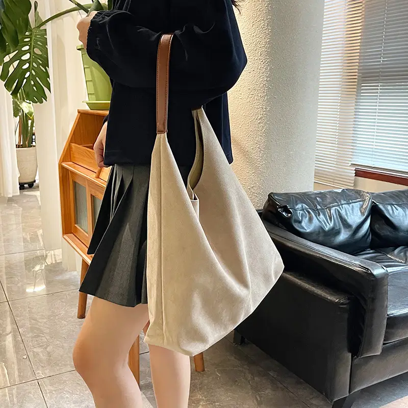 Brown Suede Large Tote Bag Matching Set