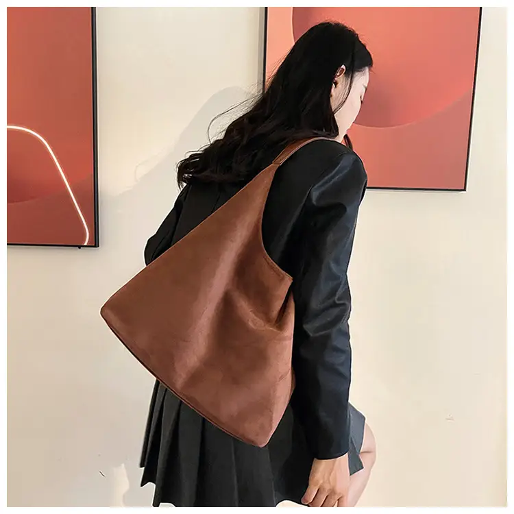 Brown Suede Large Tote Bag Matching Set — feature 13