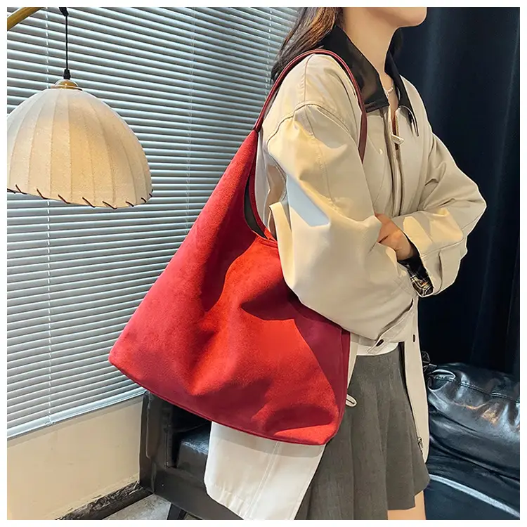 Brown Suede Large Tote Bag Matching Set — feature 15