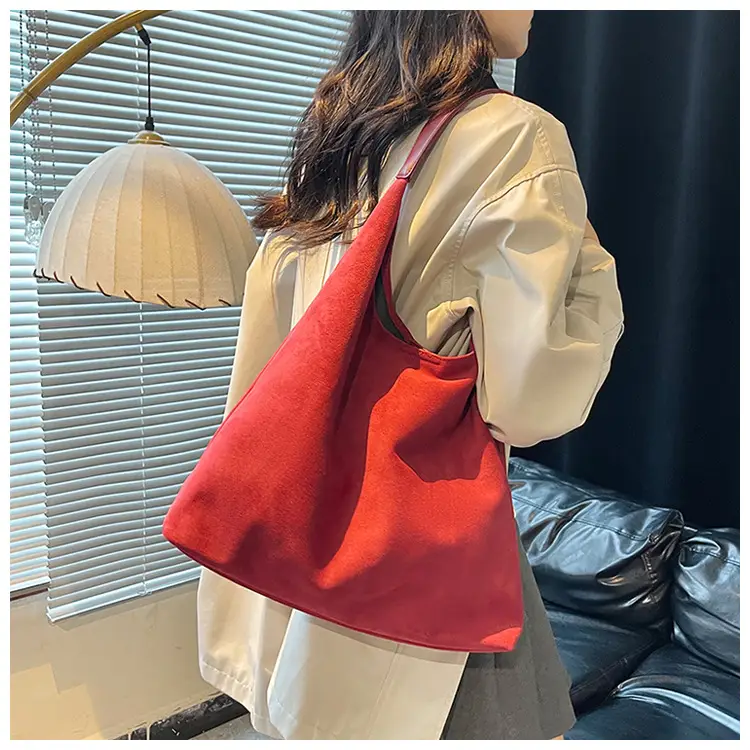 Brown Suede Large Tote Bag Matching Set — feature 16
