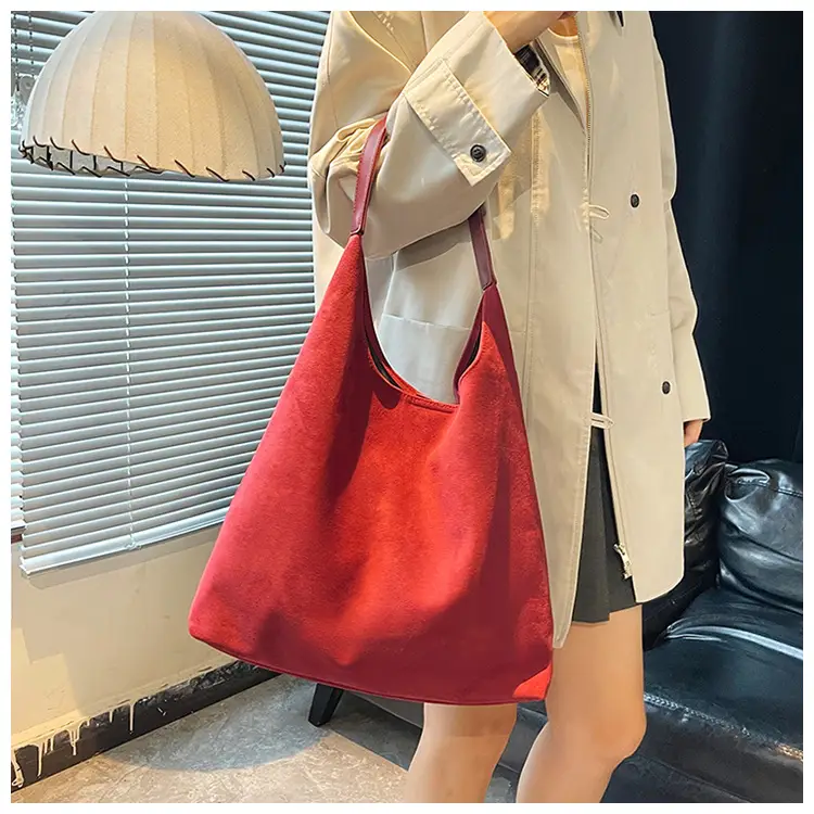 Brown Suede Large Tote Bag Matching Set — feature 17