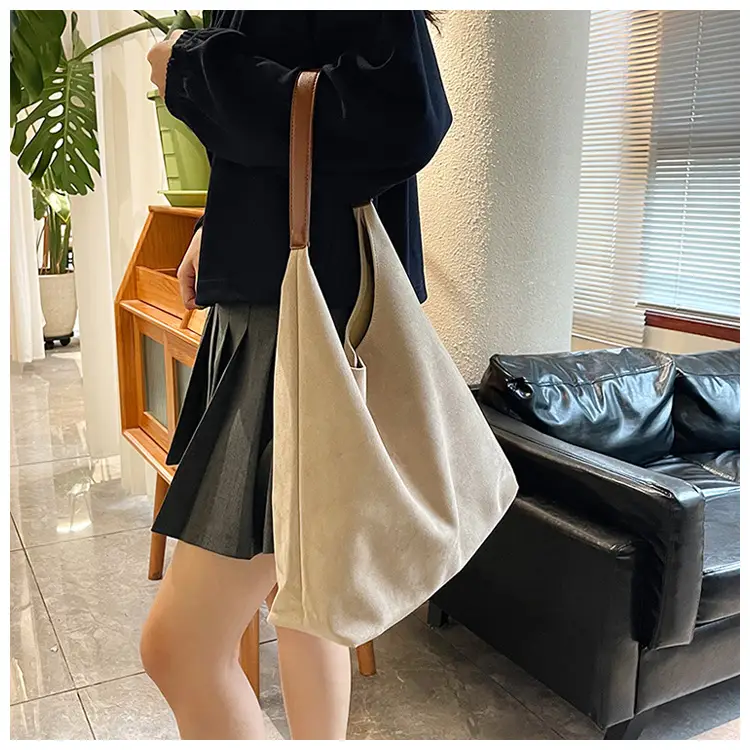 Brown Suede Large Tote Bag Matching Set — feature 19