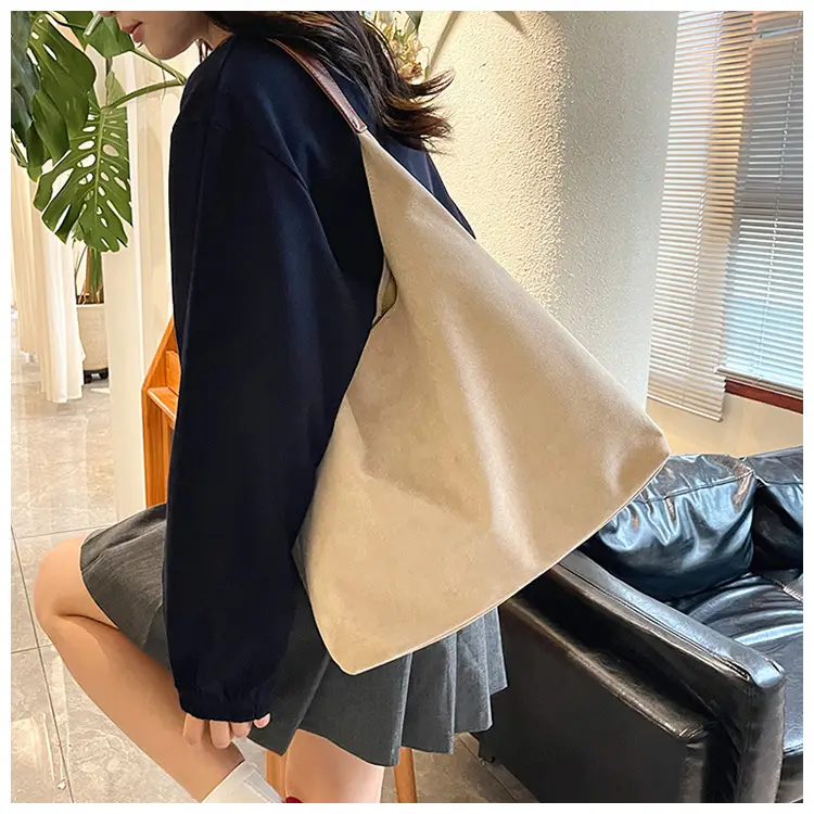 Brown Suede Large Tote Bag Matching Set — feature 21