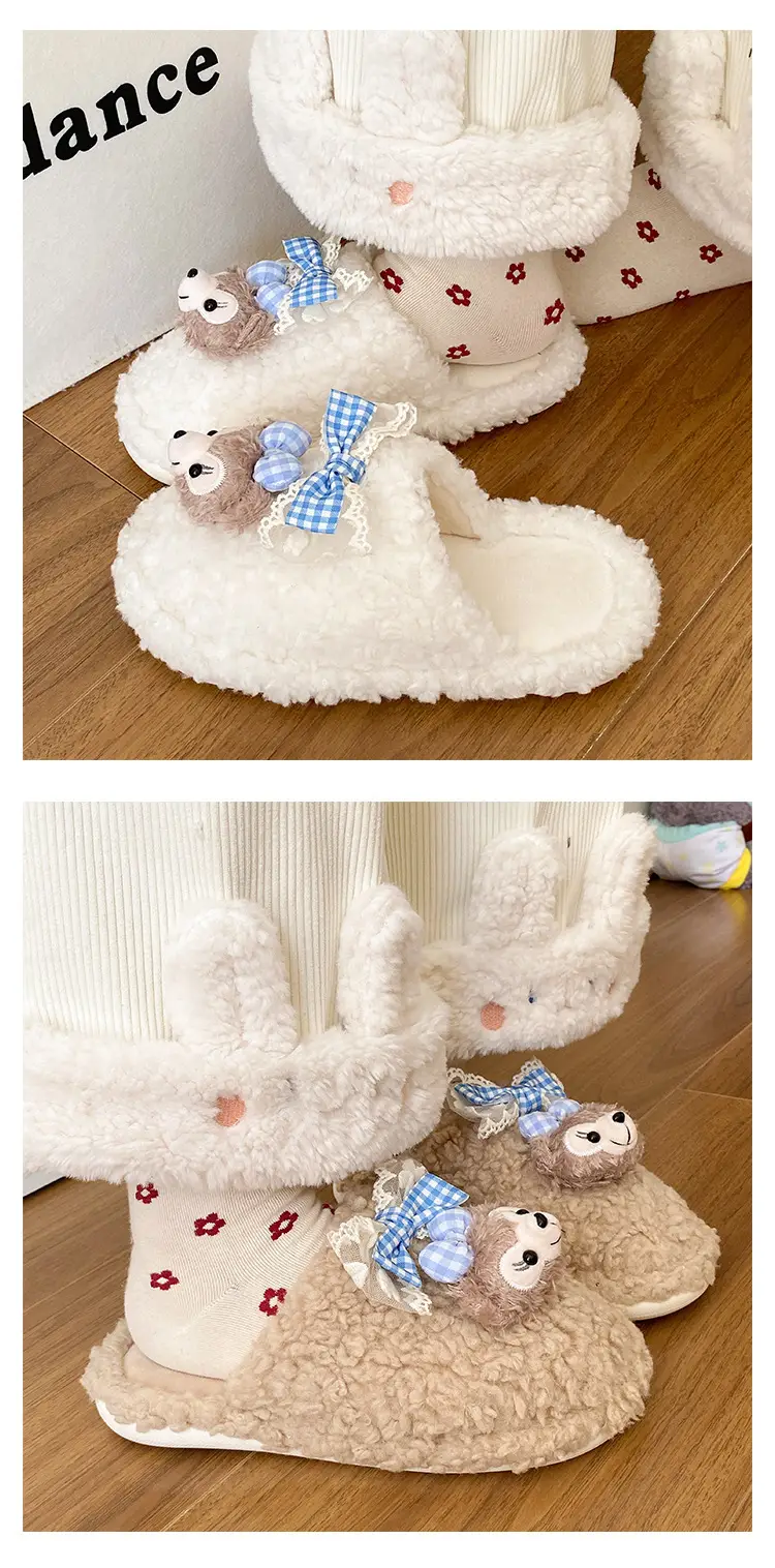 Cute Cartoon Furry Cotton Slippers for Women — feature 12