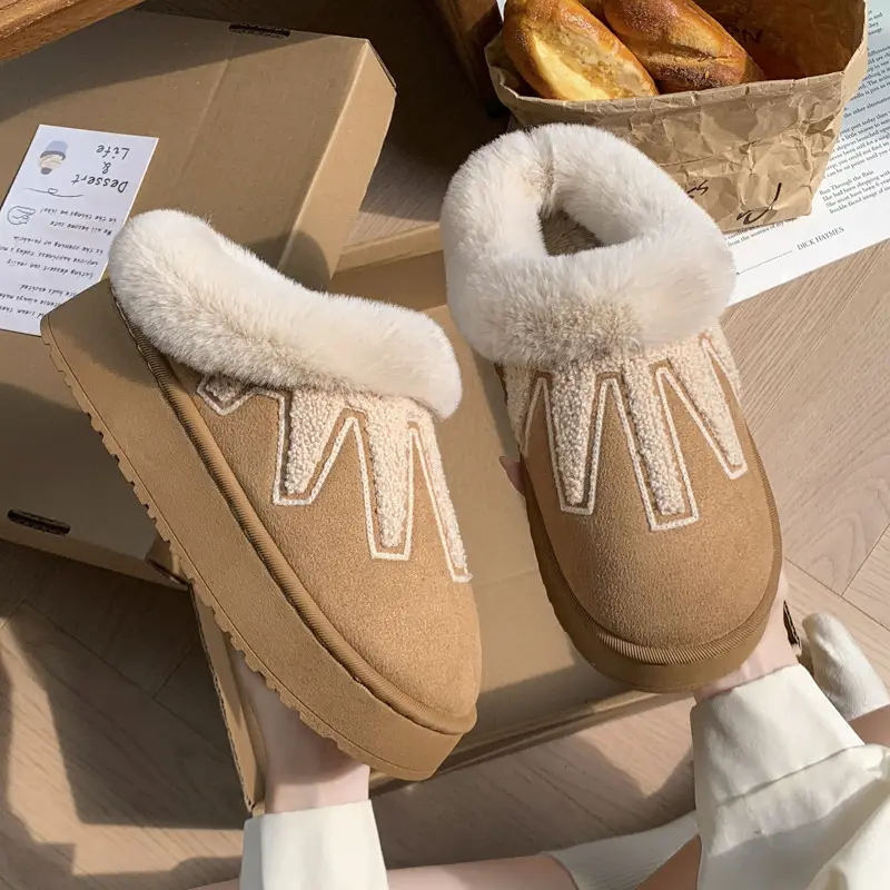 Cotton Slippers for Women in Winter New Thick-Soled Autumn Indoor Home Comfortable and Warm Feet Couple Plush Warm Slippers for Men to Wear Outside - Image 2