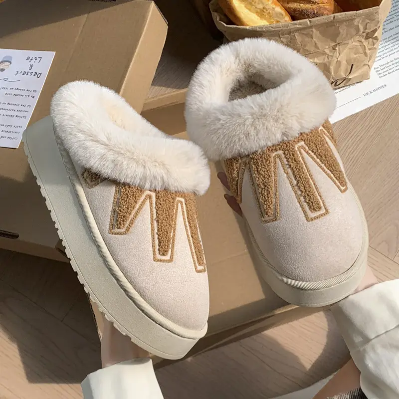 Cotton Slippers for Women in Winter New Thick-Soled Autumn Indoor Home Comfortable and Warm Feet Couple Plush Warm Slippers for Men to Wear Outside - Image 3