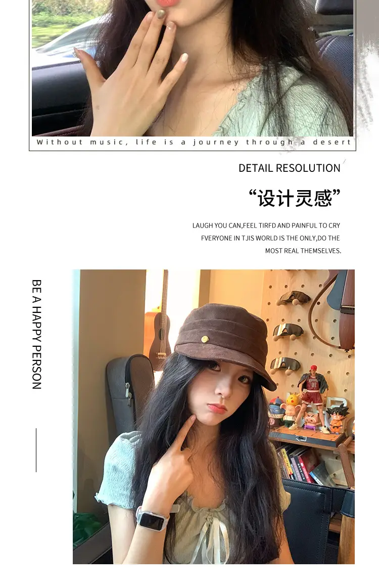 Japanese Retro Flat Cap Suede Equestrian 2025 — feature 9