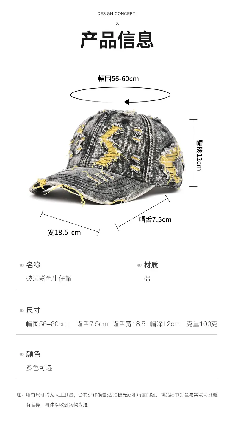 Vintage Ripped Denim Baseball Cap for Men — feature 6