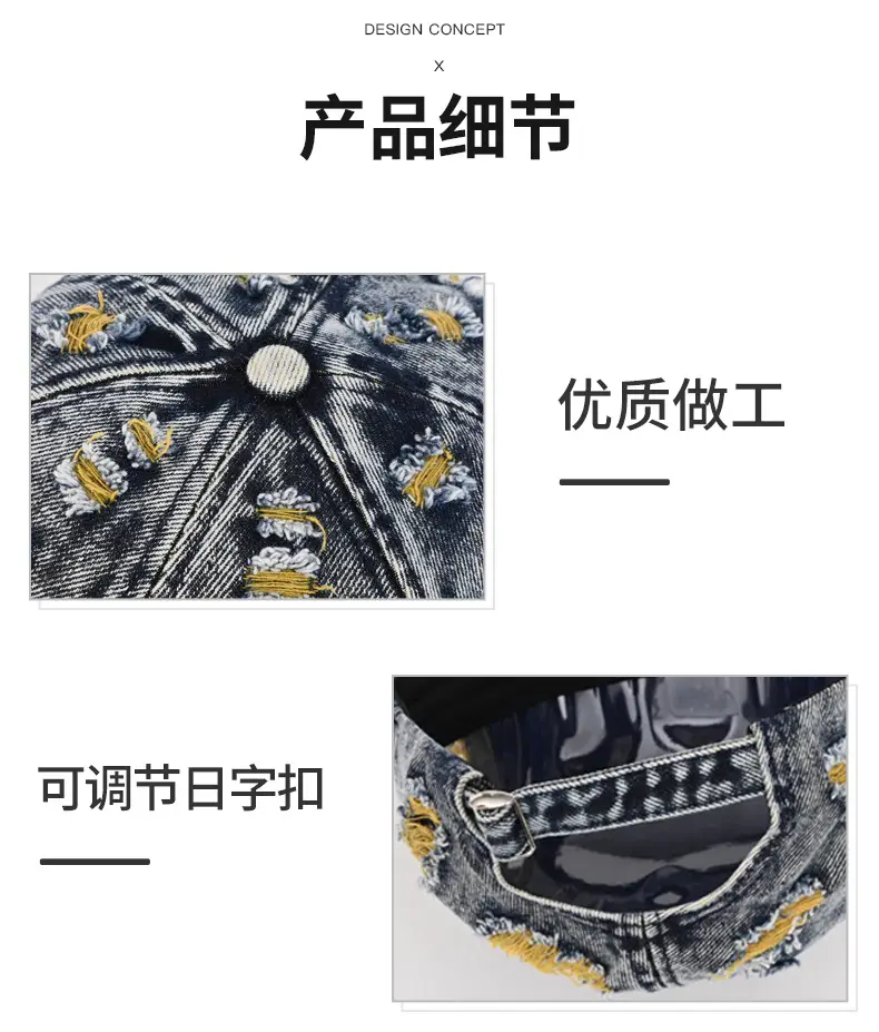 Vintage Ripped Denim Baseball Cap for Men — feature 8