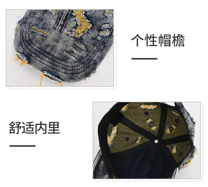 Vintage Ripped Denim Baseball Cap for Men — feature 9