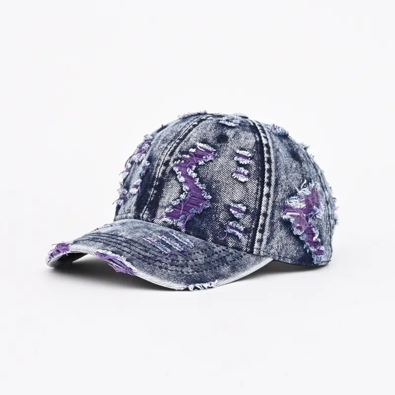 Vintage Ripped Denim Baseball Cap for Men