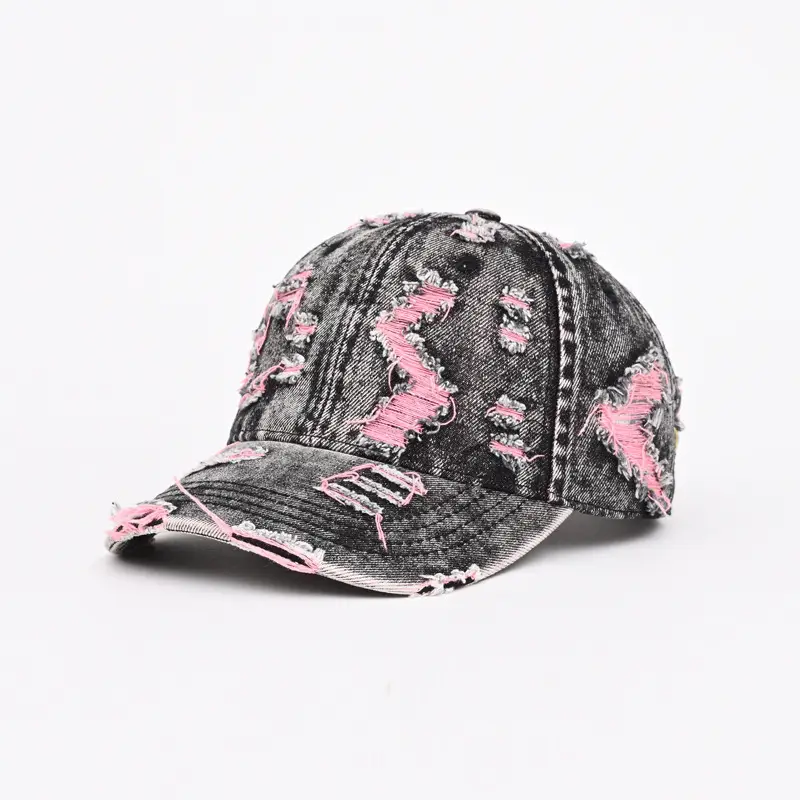 Vintage Ripped Denim Baseball Cap for Men