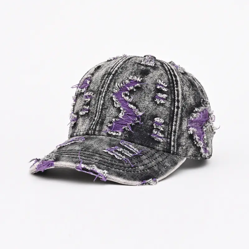 Vintage Ripped Denim Baseball Cap for Men