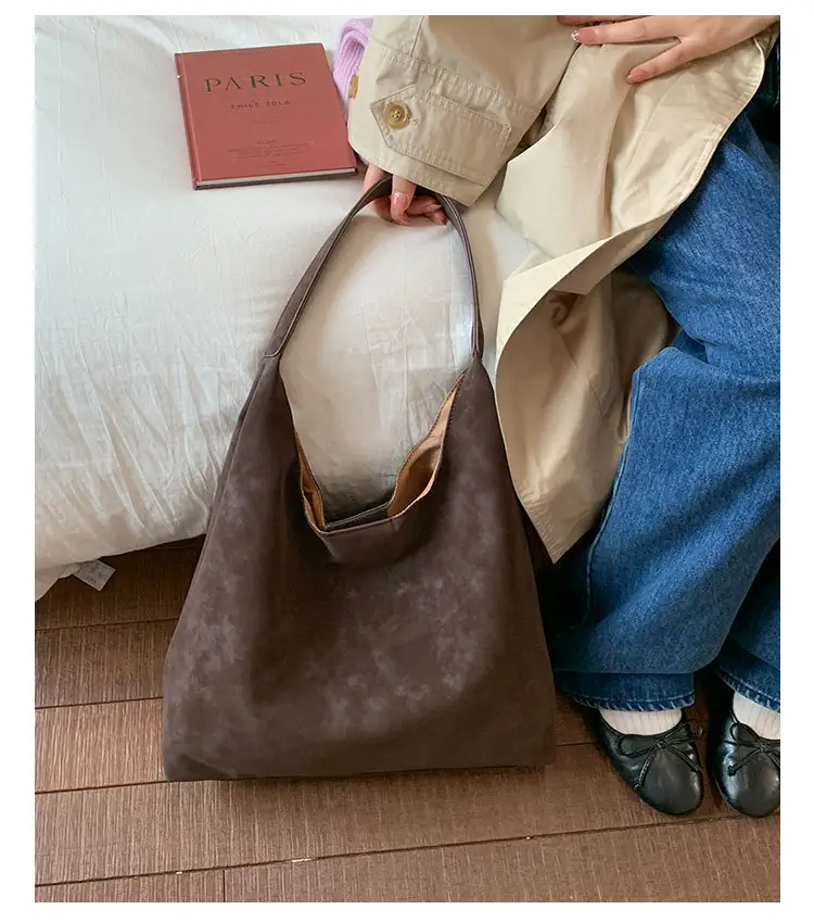New Fashion Suede Shoulder Bag for Women, Large Capacity, Solid Color — feature 16