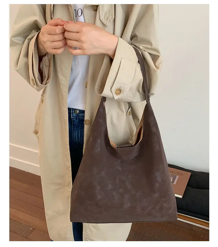 New Fashion Suede Shoulder Bag for Women, Large Capacity, Solid Color — feature 17