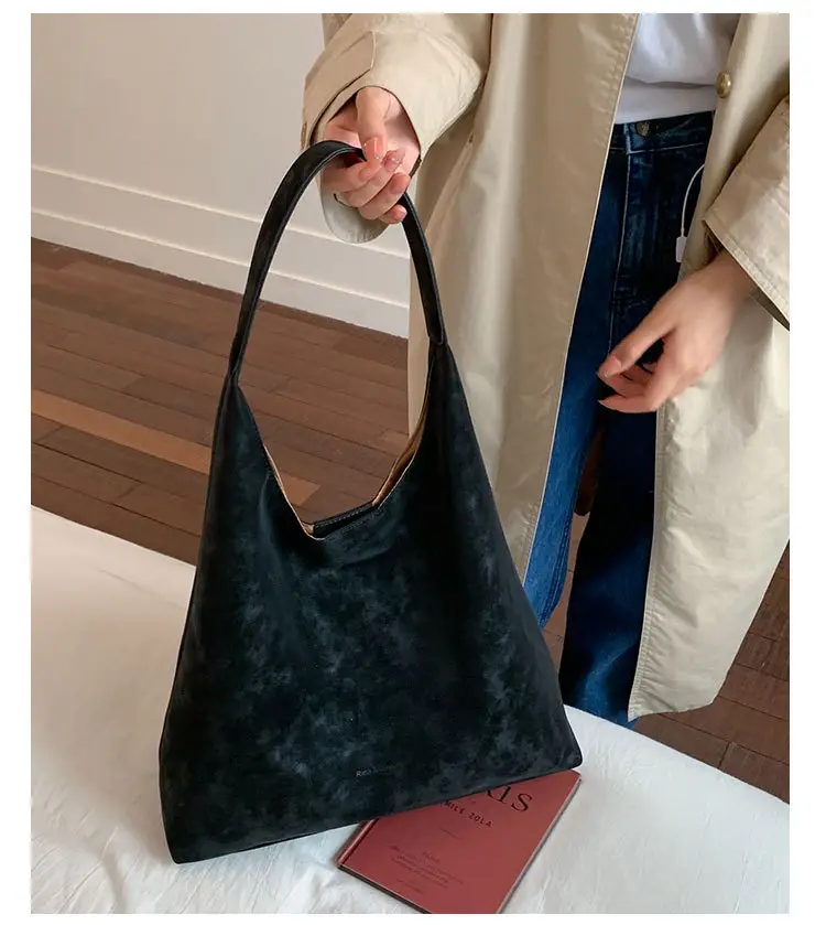 New Fashion Suede Shoulder Bag for Women, Large Capacity, Solid Color — feature 22