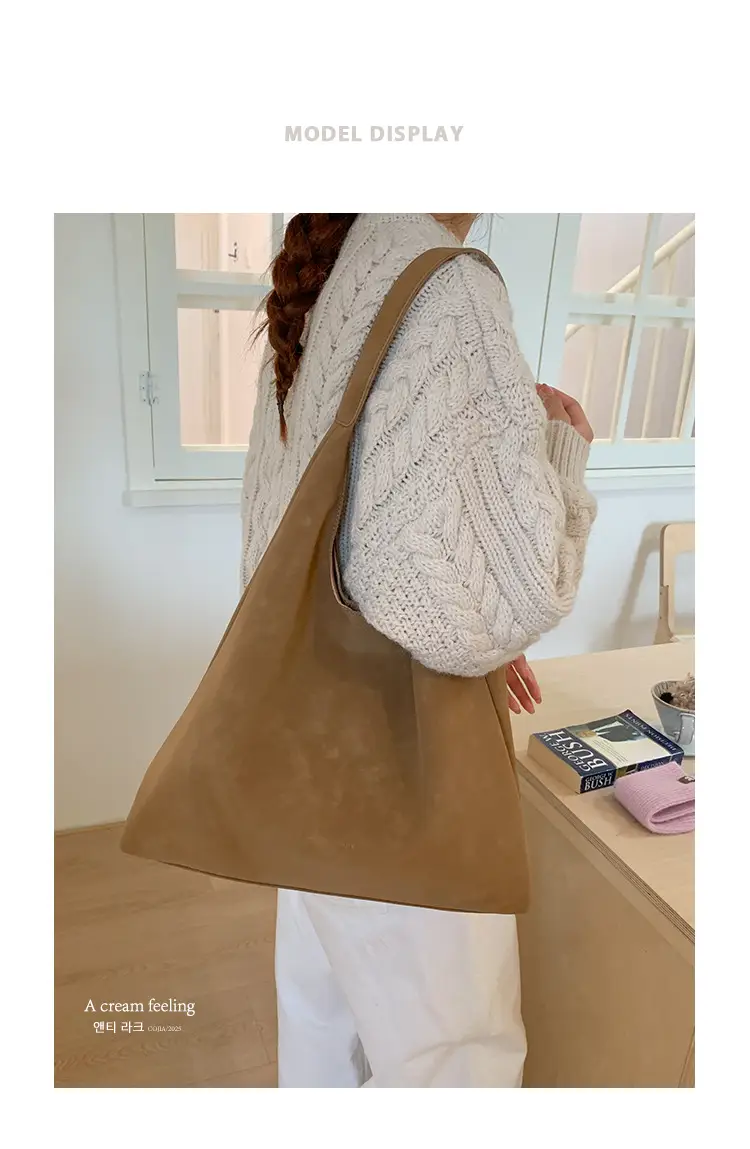 New Fashion Suede Shoulder Bag for Women, Large Capacity, Solid Color — feature 3