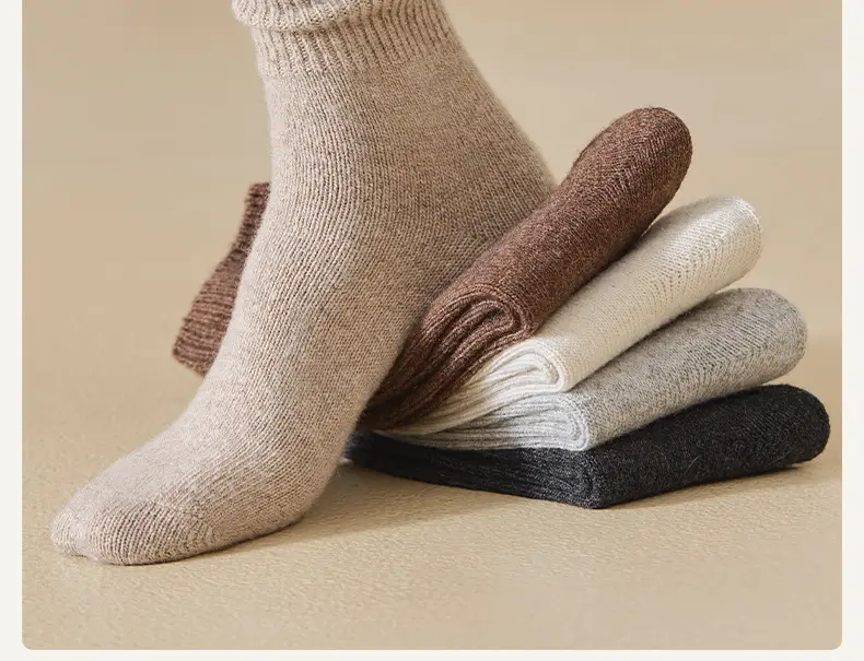 Real Wool Socks for Women, Autumn and Winter Thickened and Fleece-Lined Warm Mid-Calf Socks, Winter Slouch Socks, Postpartum Sleep Maternity Socks — feature 2