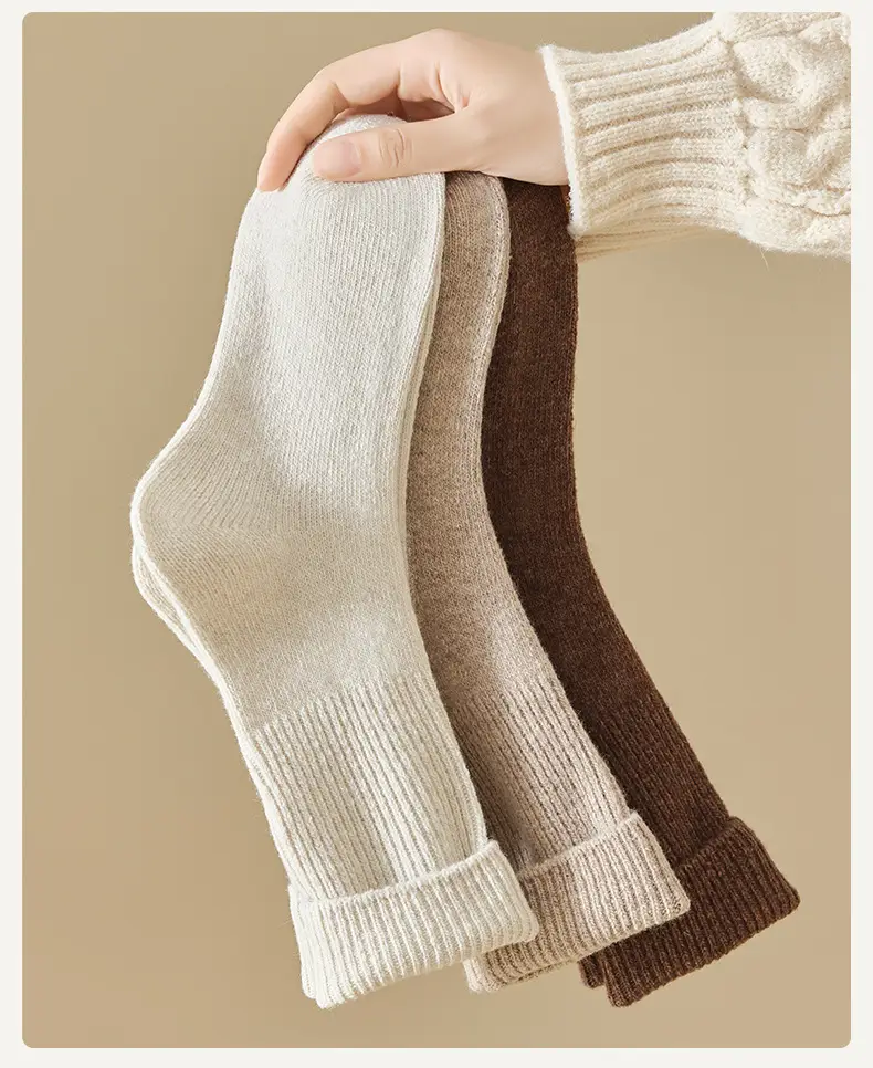 Real Wool Socks for Women, Autumn and Winter Thickened and Fleece-Lined Warm Mid-Calf Socks, Winter Slouch Socks, Postpartum Sleep Maternity Socks — feature 3