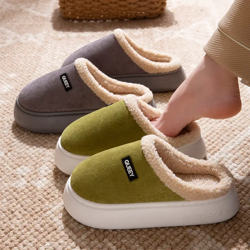 Antibacterial and Deodorant Cotton Slippers for Women, Winter 2026 New Model, Indoor Home Plush Slippers with a Soft, Thick Sole, Silent Cotton Slippers for Men - Image 7