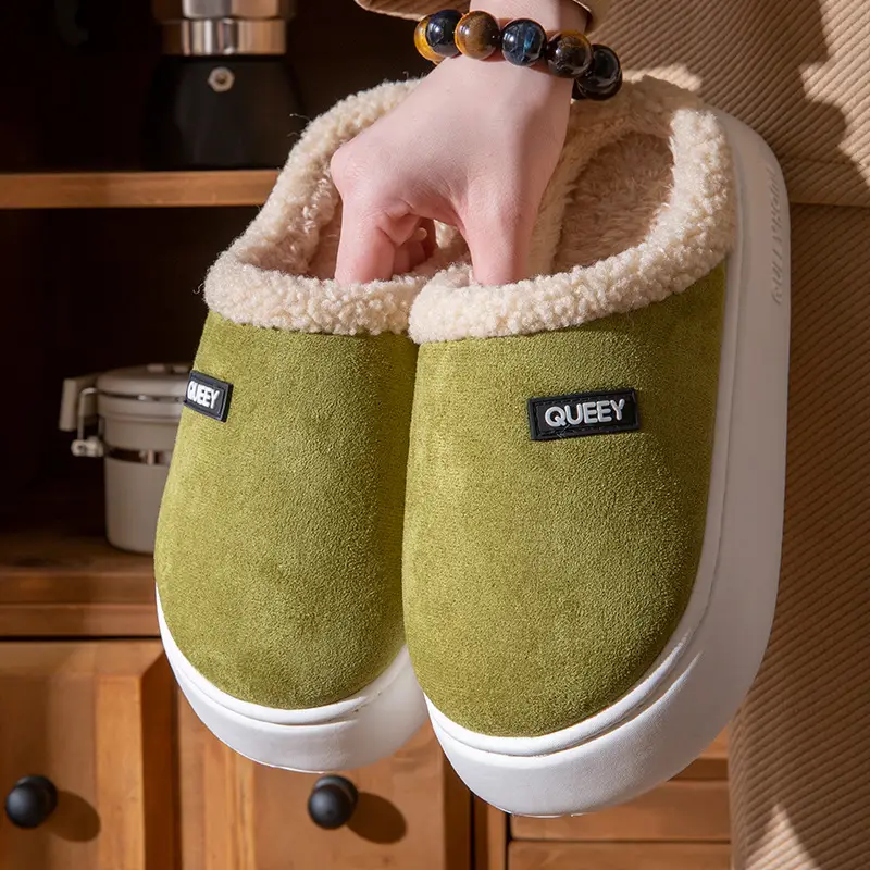 Antibacterial and Deodorant Cotton Slippers for Women, Winter 2026 New Model, Indoor Home Plush Slippers with a Soft, Thick Sole, Silent Cotton Slippers for Men - Image 8