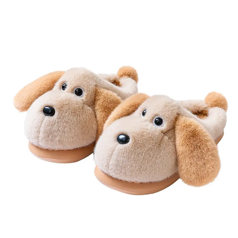 Big-Eared Dog Cotton Slippers for Women 2025 Autumn and Winter Thick-Soled Outer Wear Home Warm Anti-Slip Eva Furry Slippers for Men - Image 7