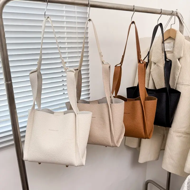 Korean Style Tan Satchel Shoulder Bag for Women - Image 6