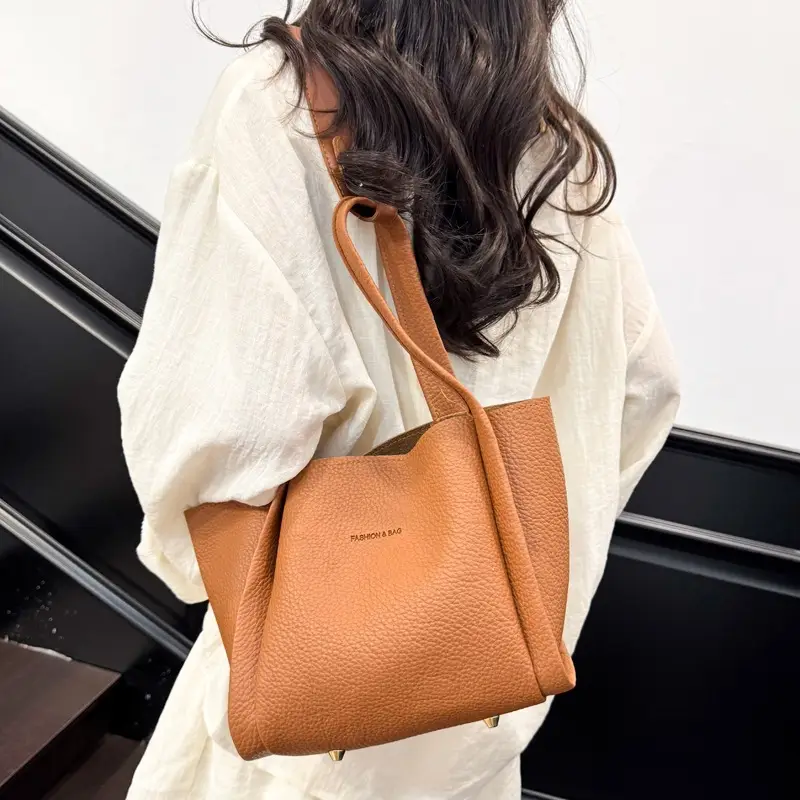 Korean Style Tan Satchel Shoulder Bag for Women - Image 7